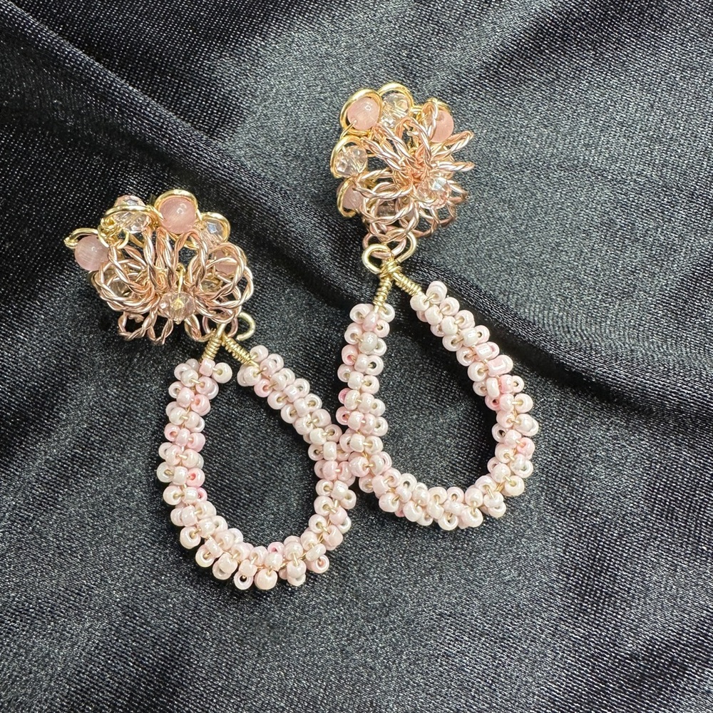Elegant Pink Beaded Earrings